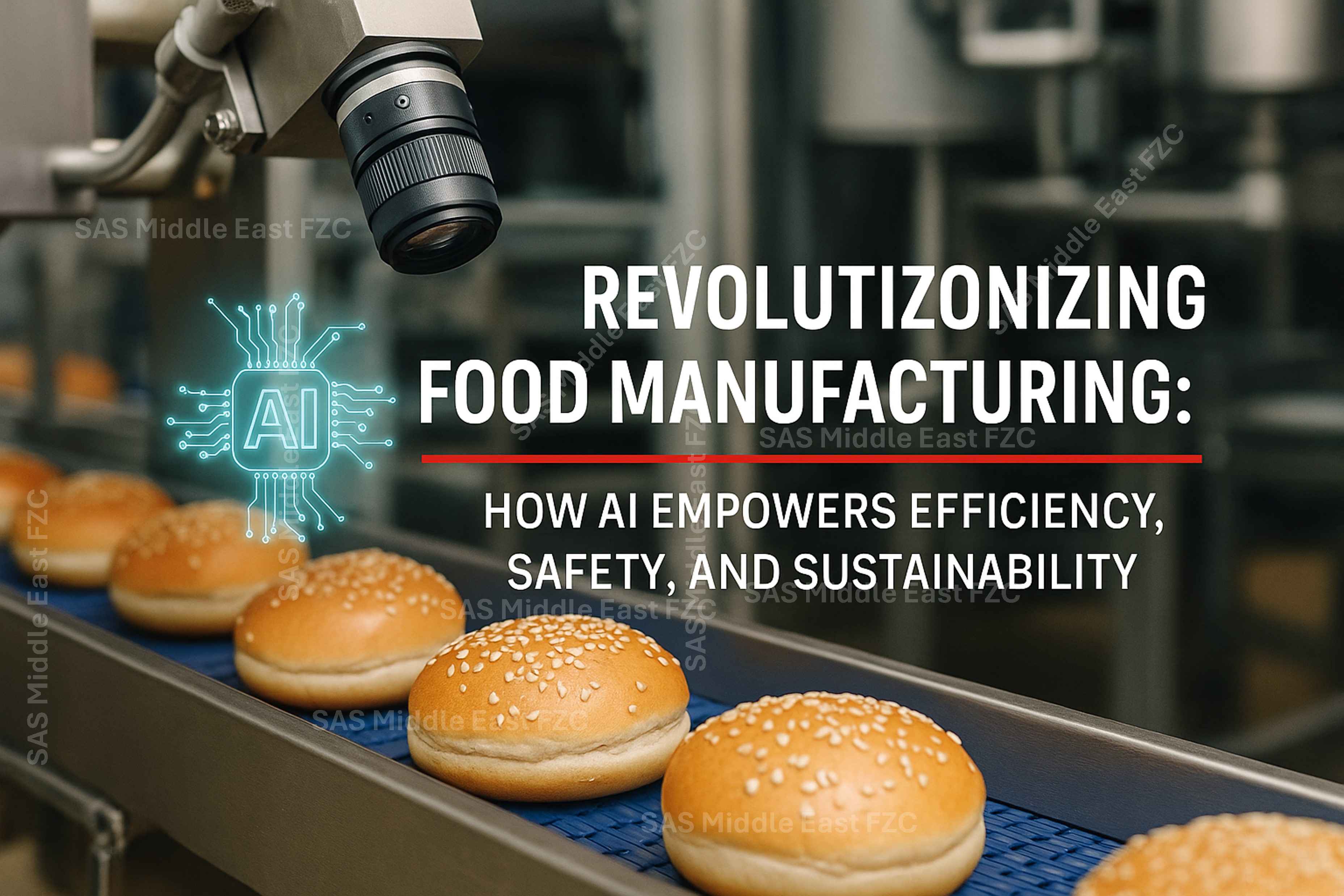 Bakery conveyor with inline camera for AI-based food quality inspection