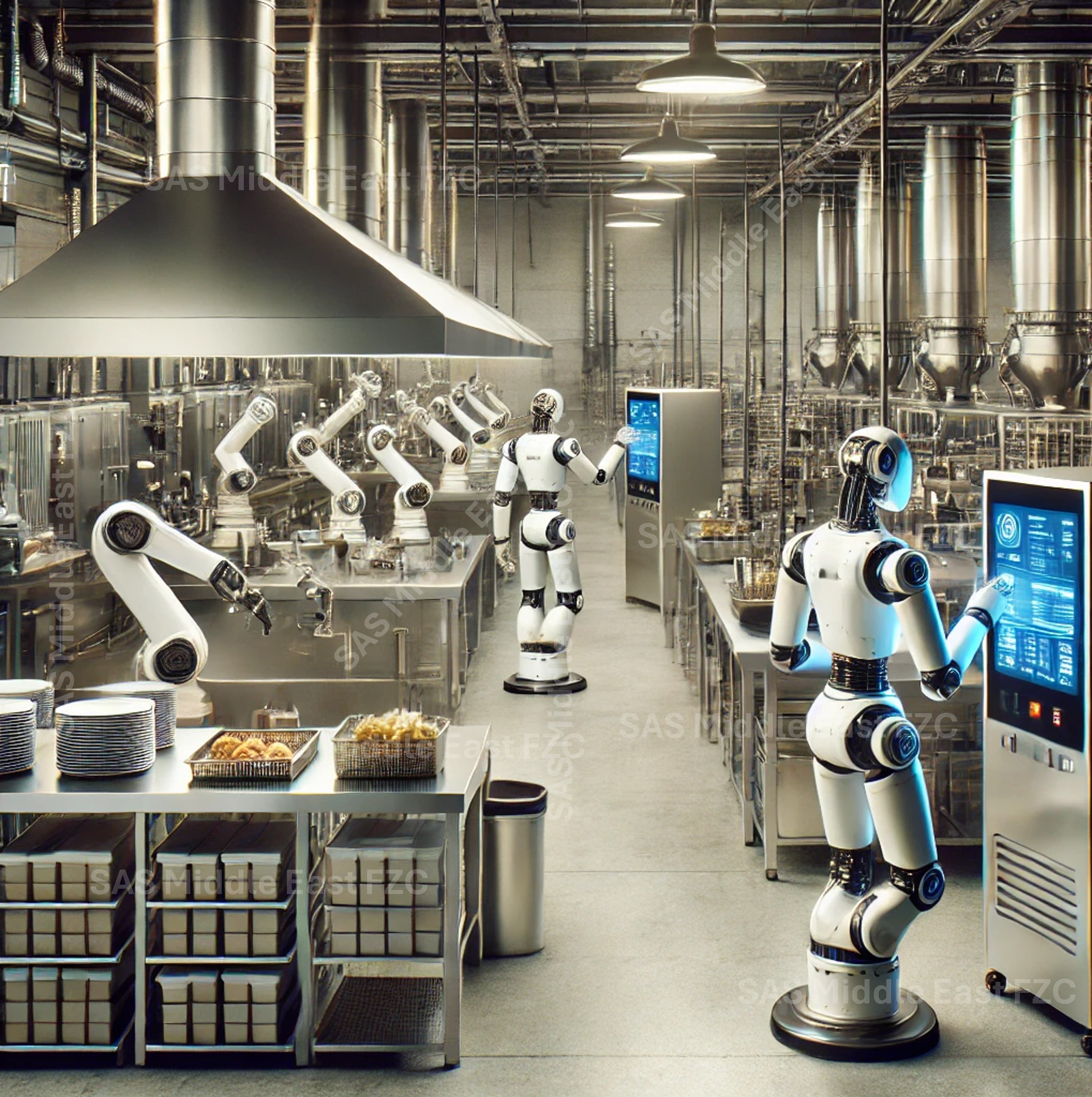 Industrial kitchen AI dashboard concept showing process analytics and operational decision support