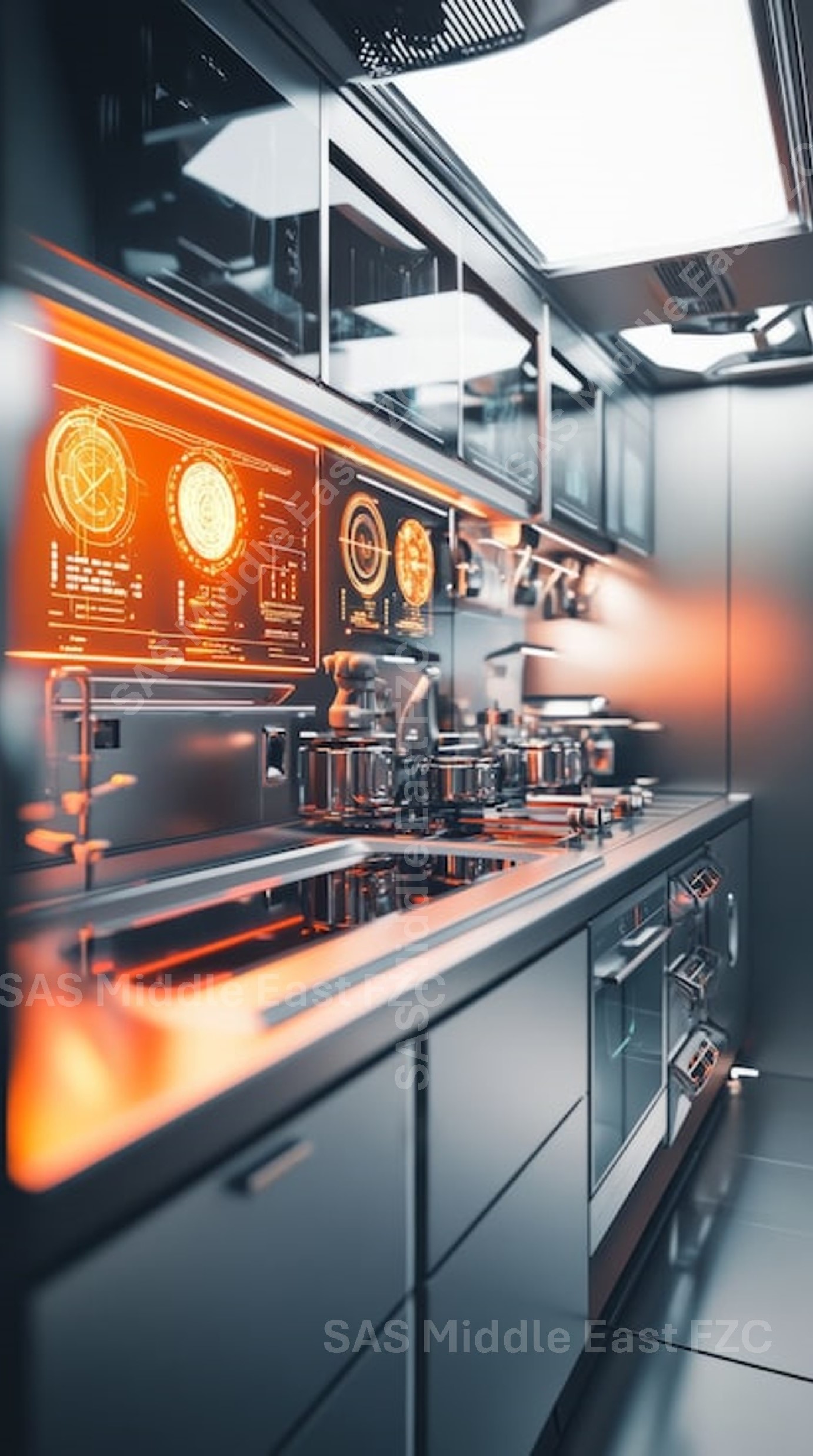 Connected industrial kitchen concept with IoT monitoring and predictive maintenance alerts