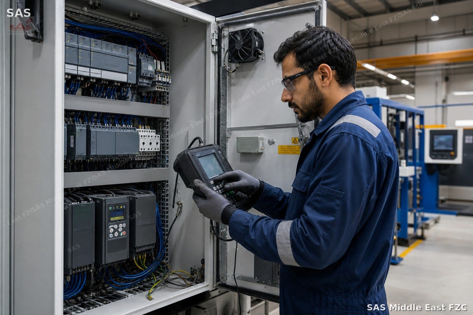Application engineering at an industrial machine control panel