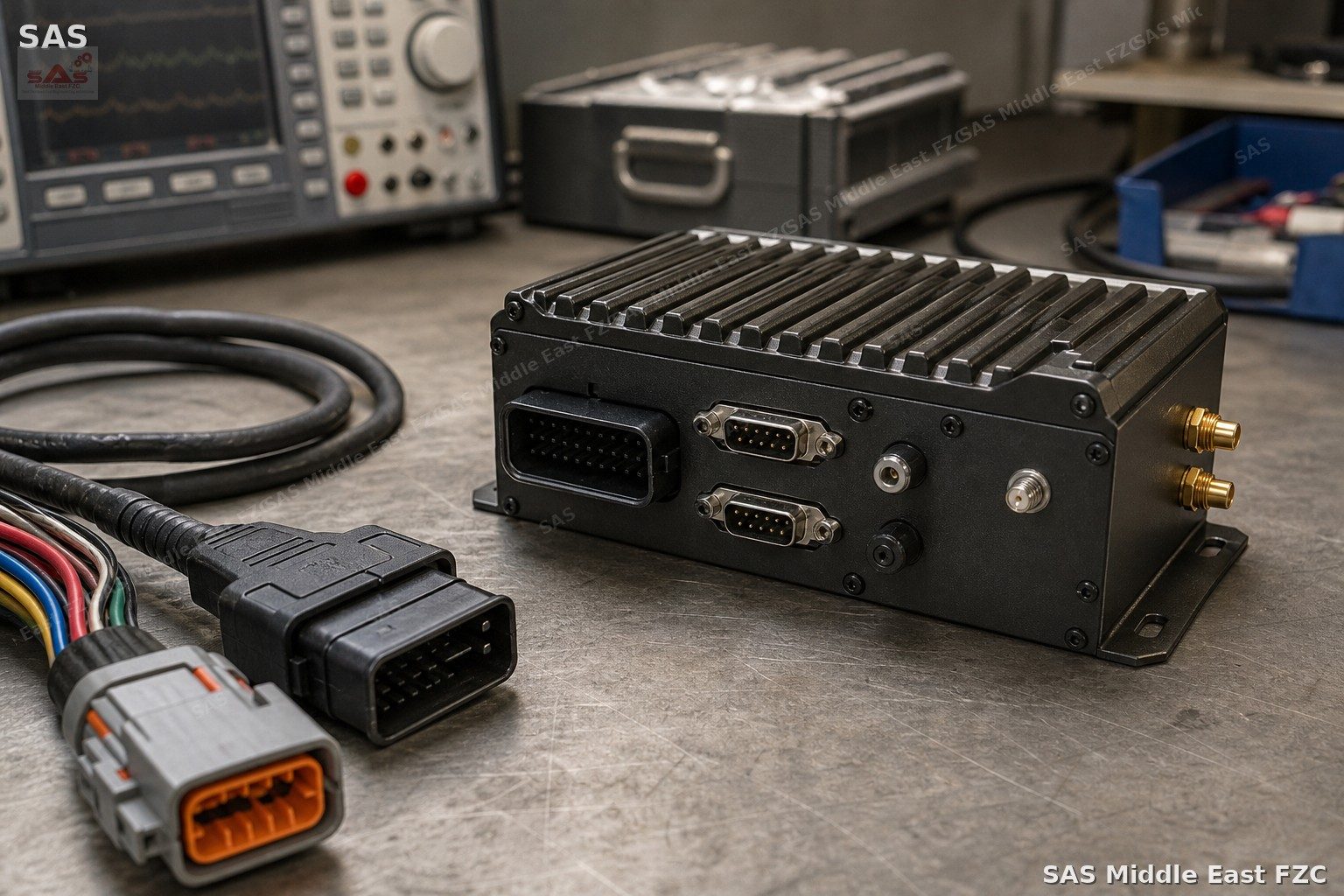 Dual CAN bus telematics gateway hardware on an engineering test bench