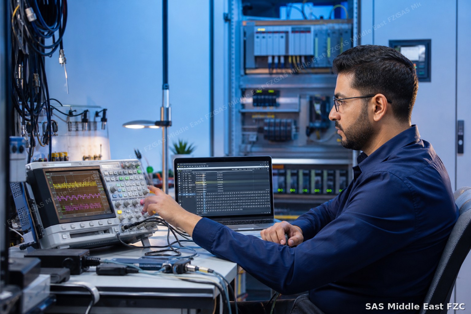 CAN bus protocol analysis on oscilloscope — OEM communication protocol validation at SAS engineering bench