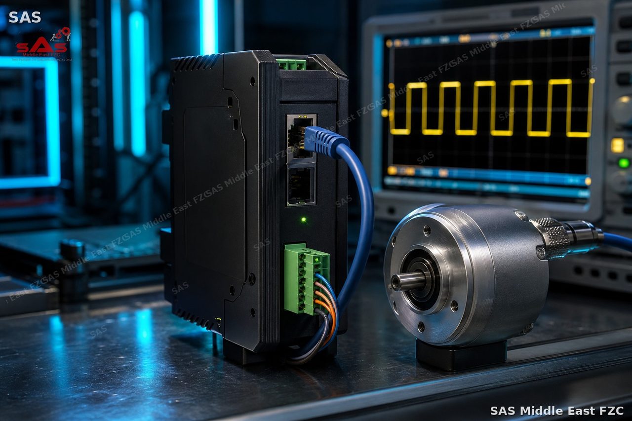 Encoder signal converter on an engineering bench — Encoder Bridge configurator